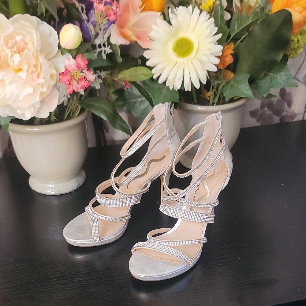 Nina Silver Strappy Heels